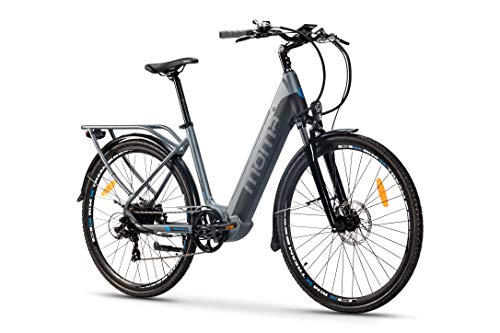 Moma Bikes, E-28 PRO, Electric City Bike, Black, Aluminum, Full SHIMANO 7 Speeds, Hydraulic Disc Brakes Integrated Bat. Ion Lithium 48V 13Ah