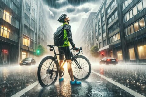 Cyclist in the rain