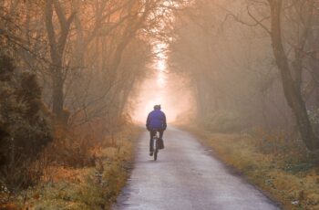 cyclist going down road